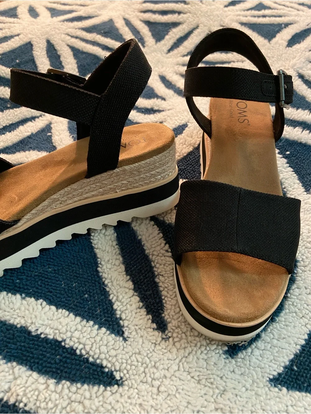 Toms Black Diana Wedge Sandals
